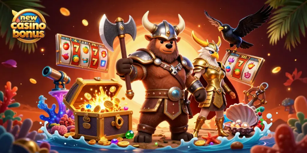 Engage with exclusive new zealand casino bonus offers in a vibrant casino-themed 3D illustration.